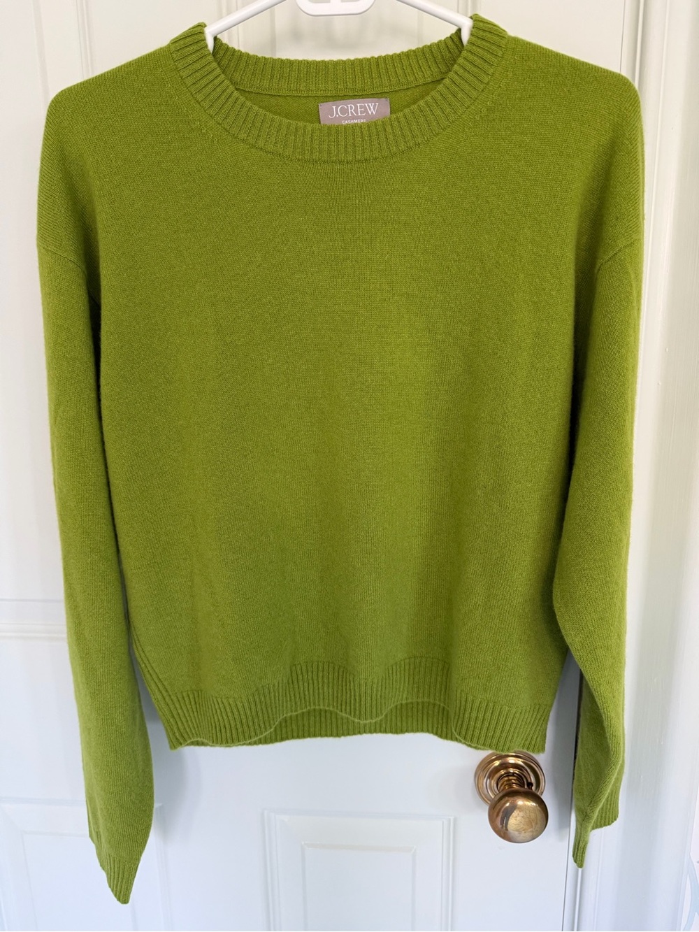 J. Crew Women's Crewneck Cashmere Sweater in Lime Green/Chartreuse